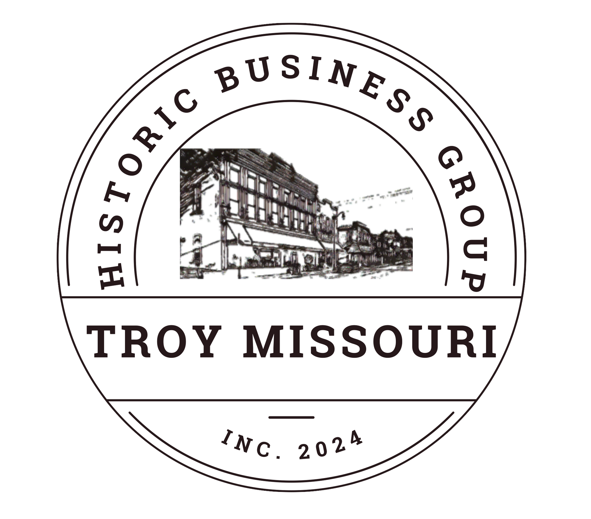 A logo for troy missouri historic business group