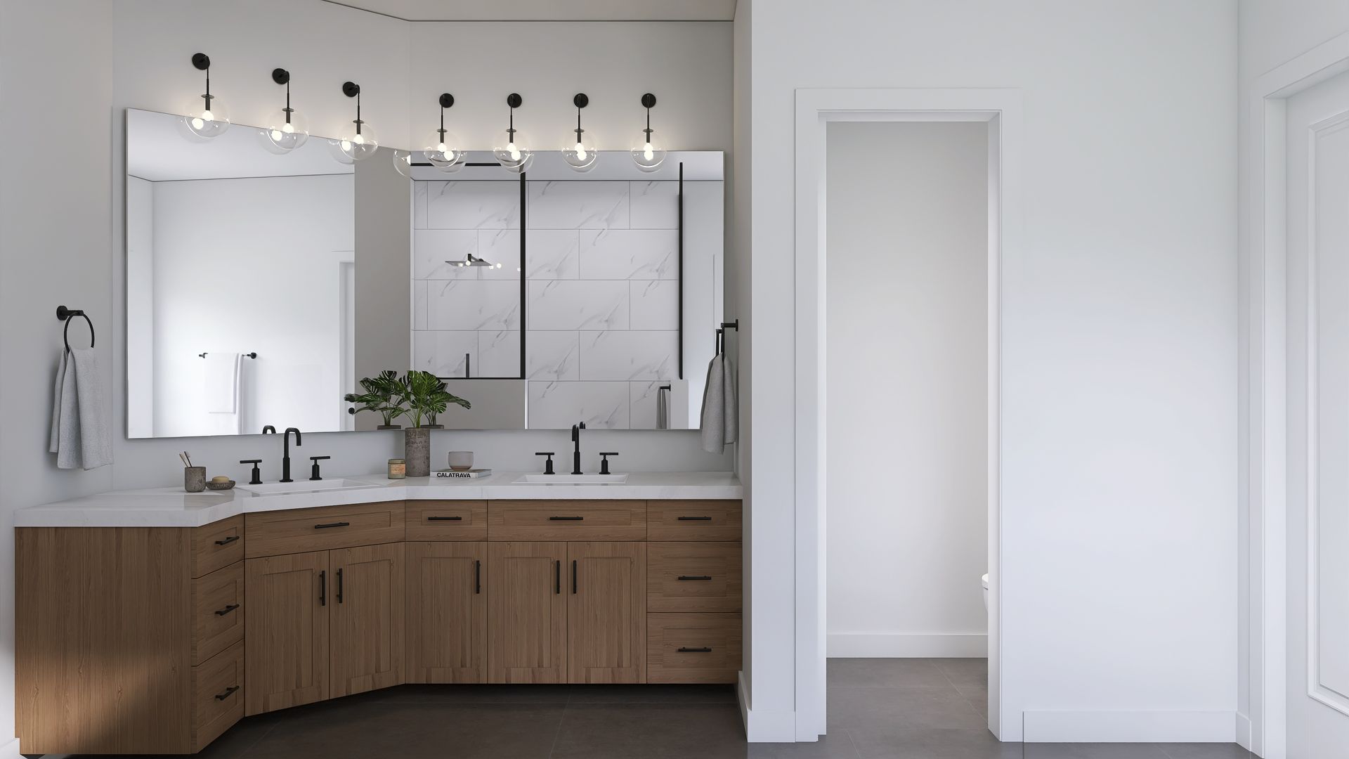 Cabinet with two sinks modern style wood panel cabinetry luxury