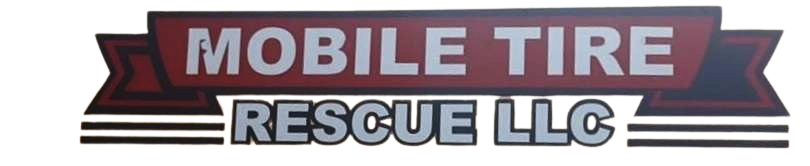 Logo for Mobile Tire Rescue LLC. Red and dark background, white text.