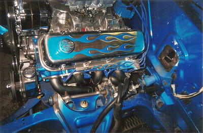 Vehicle Header Services — Blue  Car Custom Header Installed Close Up in Bakersfield, CA
