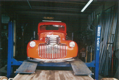Personalized Exhaust — Red Vintage Truck Front View in Bakersfield, CA