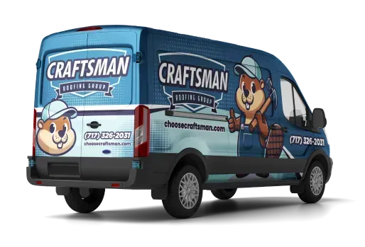 A craftsman van with a squirrel on the back