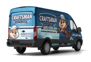 A craftsman van with a squirrel on the back