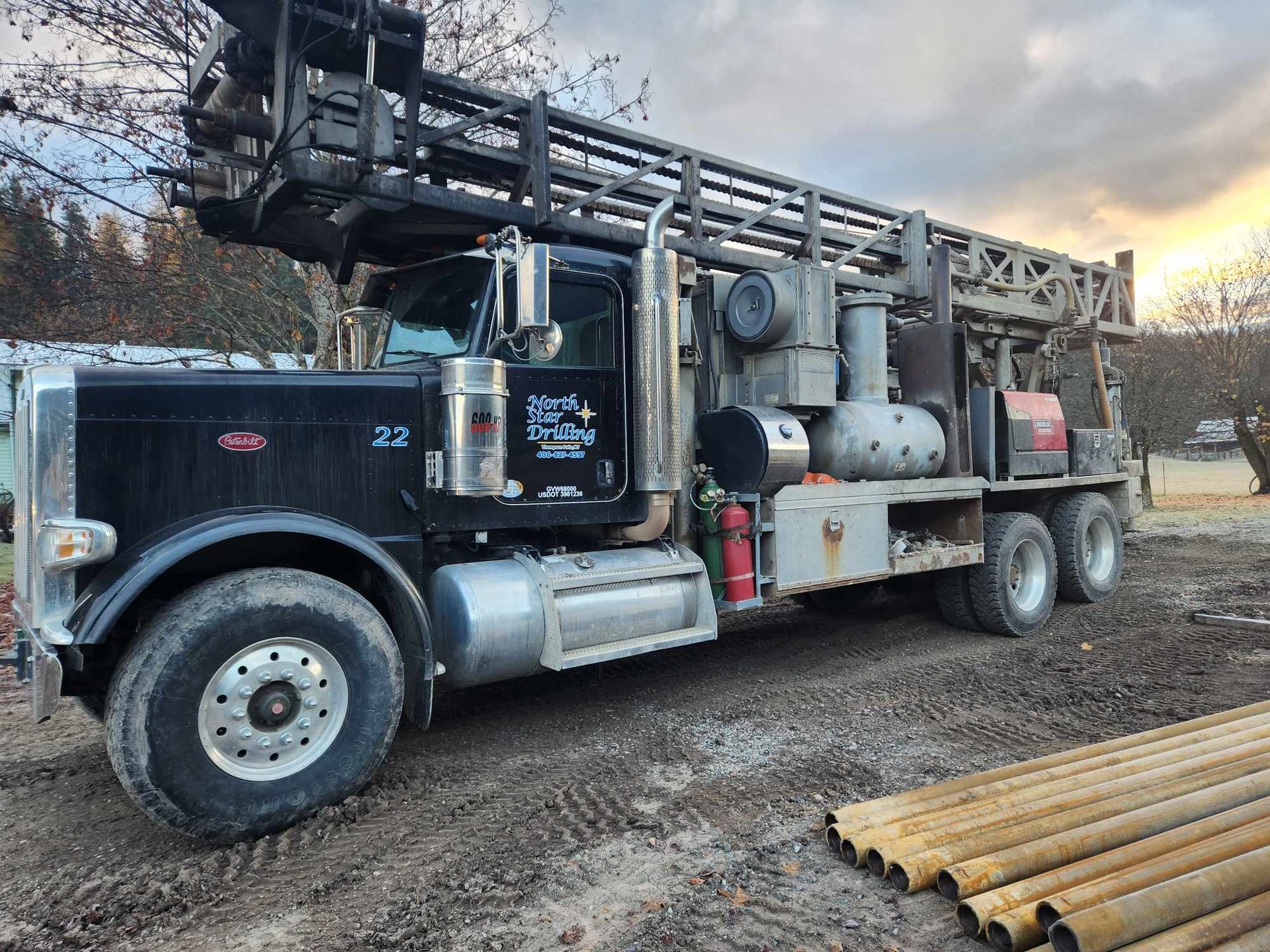 A Large Black Truck Is Parked | Thompson Falls, MT | North Star Drilling Inc.