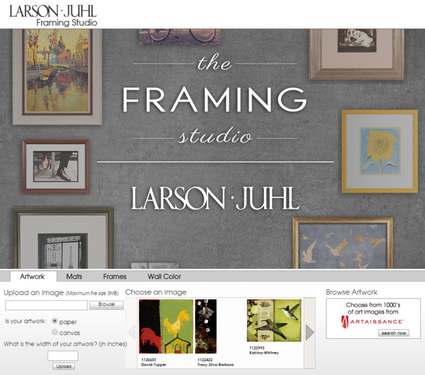 Online art design services with Larson Juhl