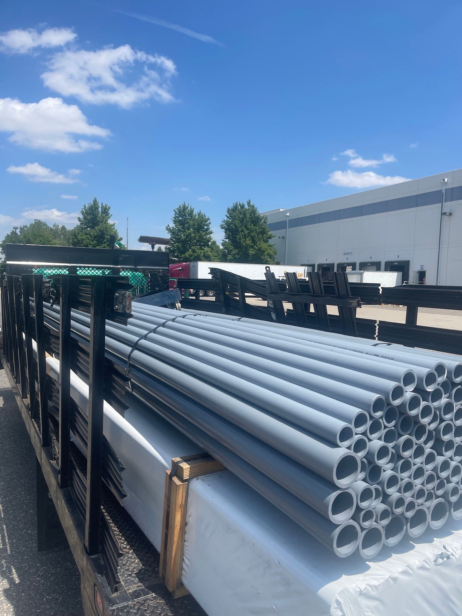 water pipes on truck