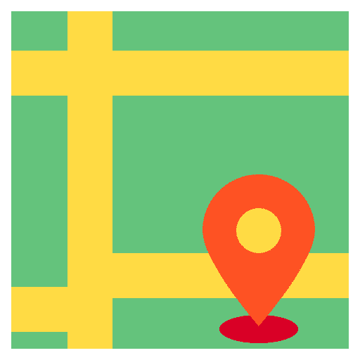 Map with orange location marker.