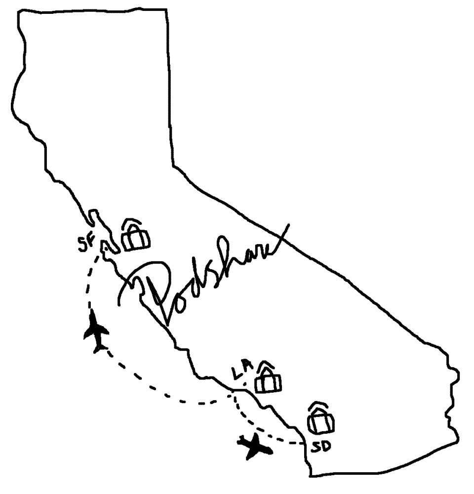California map with the word 