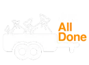 A trailer with bags and the words 