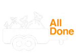 A trailer with bags and the words 