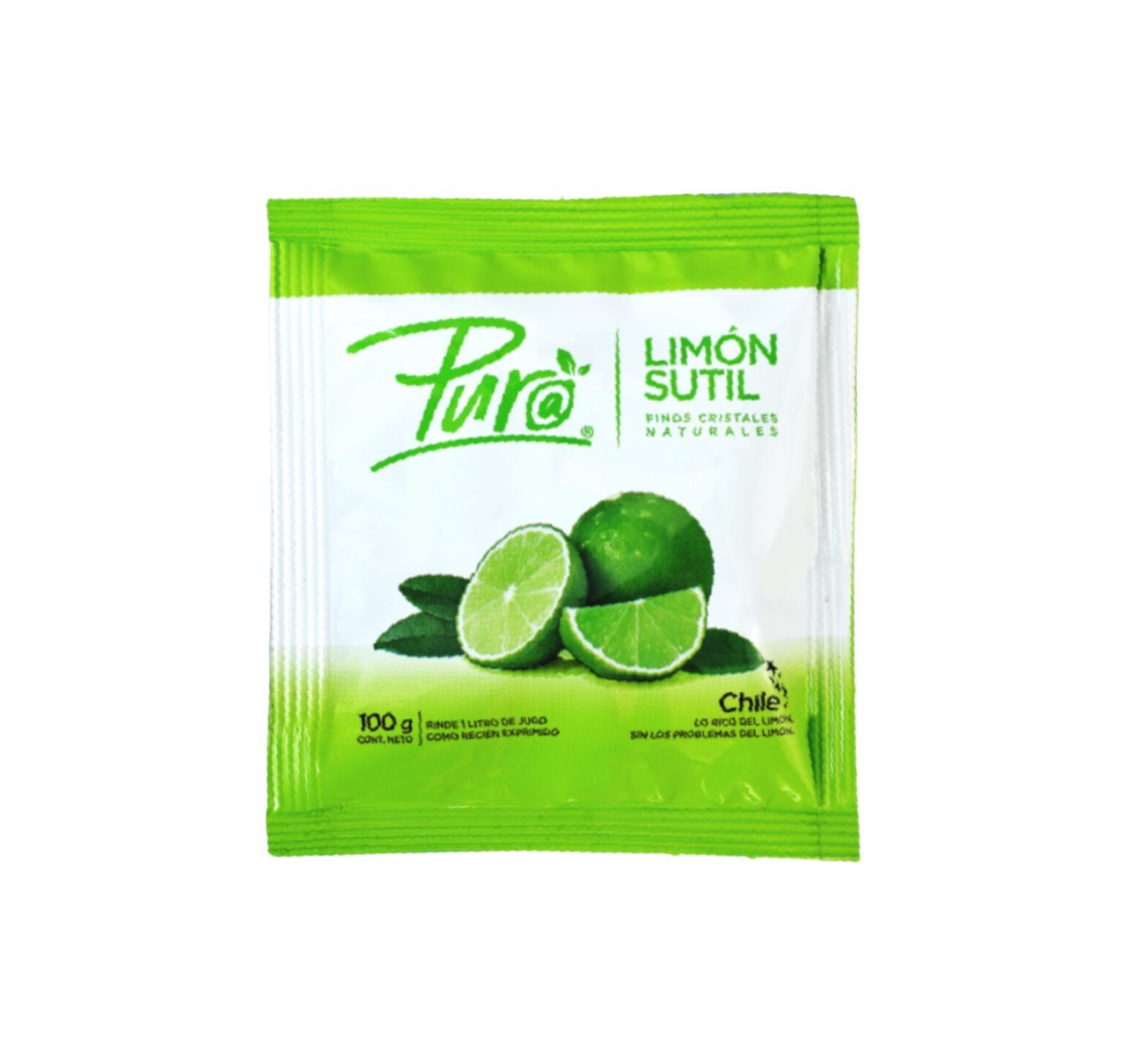 Paquete verde de polvo de lima de la marca 