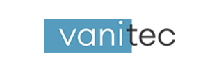 Le logo Vanitec : « van » en blanc dans un rectangle bleu clair, suivi de « itec » en noir.