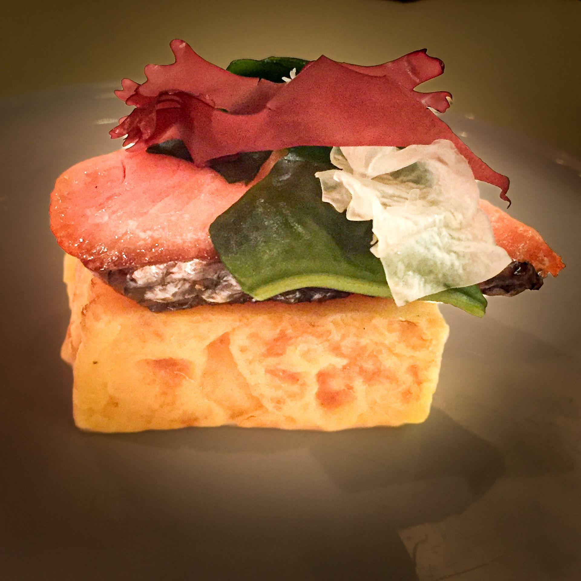 A close up of a piece of food on a table