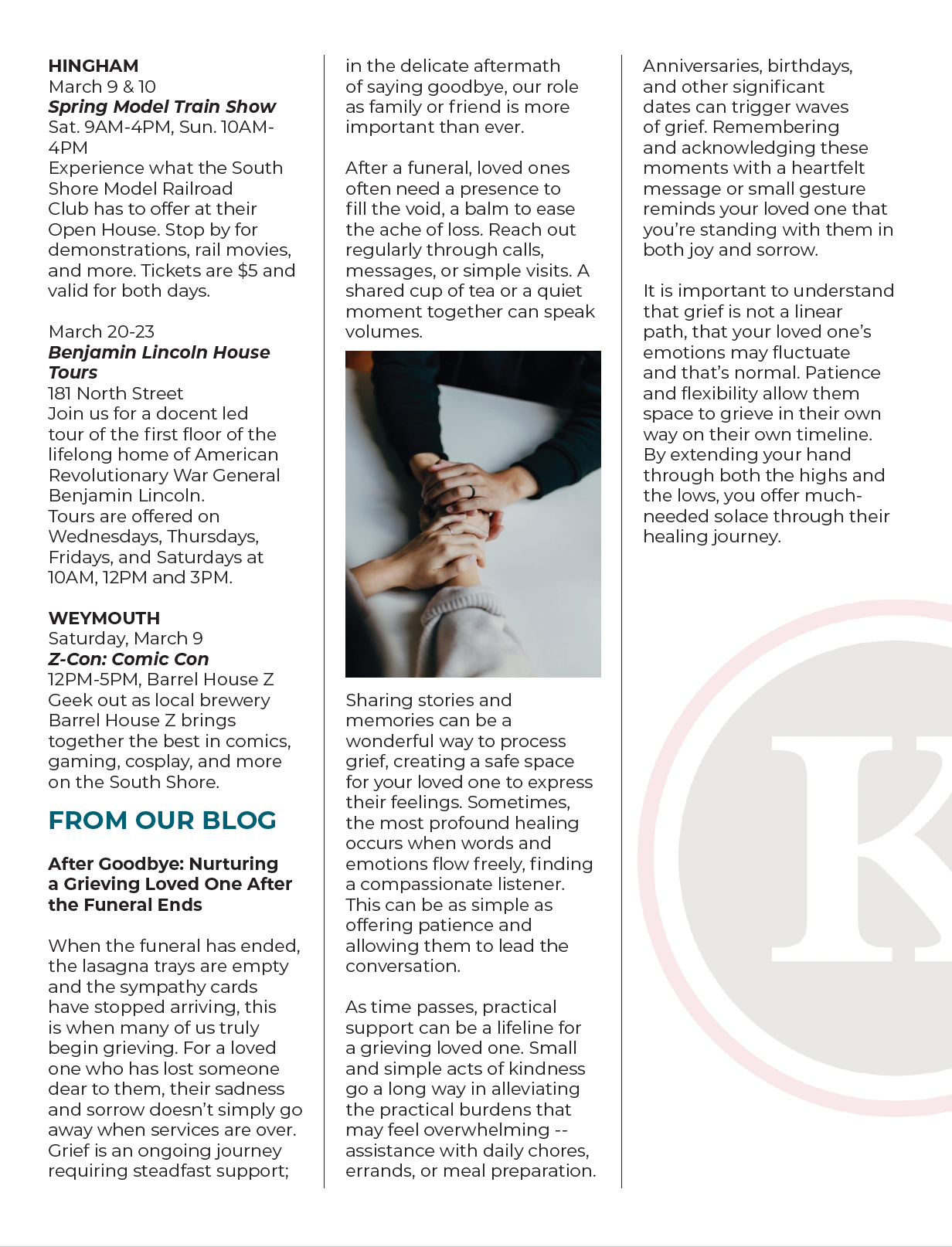 Final page of this volume of the Keohane newsletter, featuring the remainder of the 