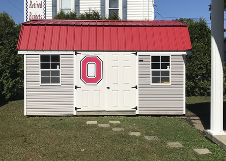 Garden Shed Exterior with Open Door — Dresden, OH — Ohio Valley Buildings LLC