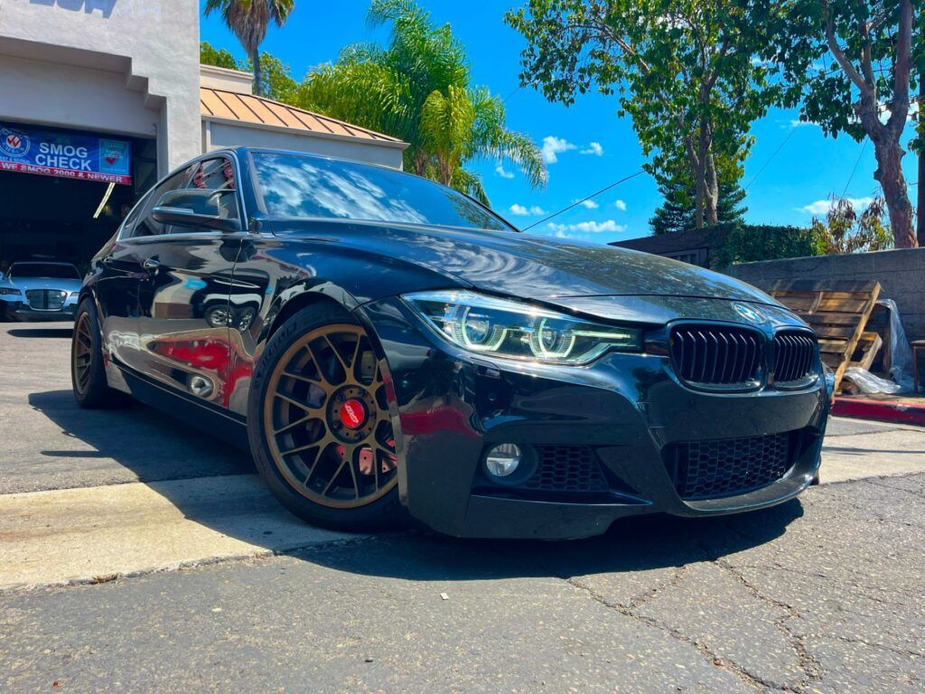 2017 BMW 340i black car parked outside of our shop | Euro Auto Tech & Smog