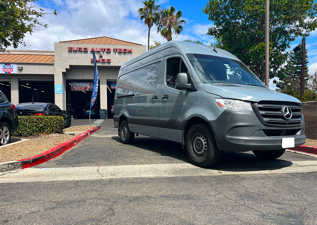 2023 Mercedes-Benz Sprinter parked outside | Euro Auto Tech & Smog