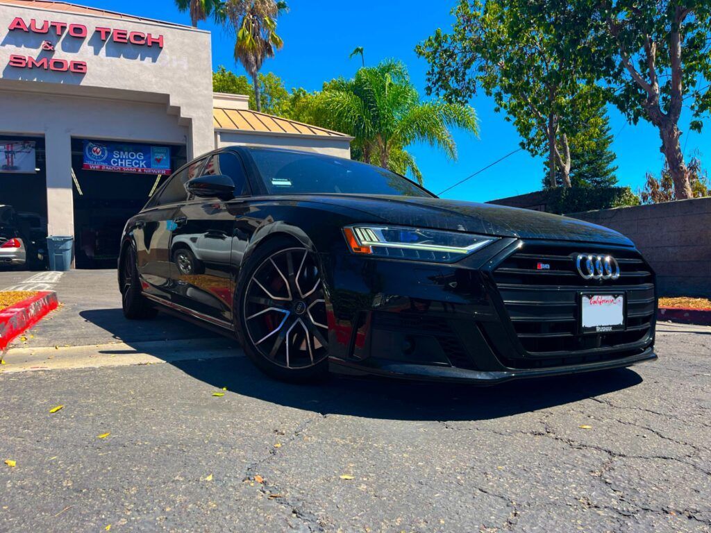 Black 2020 Audi S8 parked outside of our shop | Euro Auto Tech & Smog