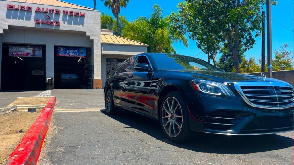 Black Mercedes-Benz S450 parked outside of our shop | Euro Auto Tech & Smog
