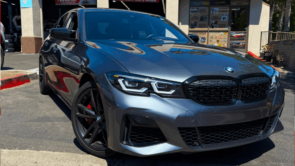 2021 BMW M340i Silver car parked outside of our shop | Euro Auto Tech & Smog