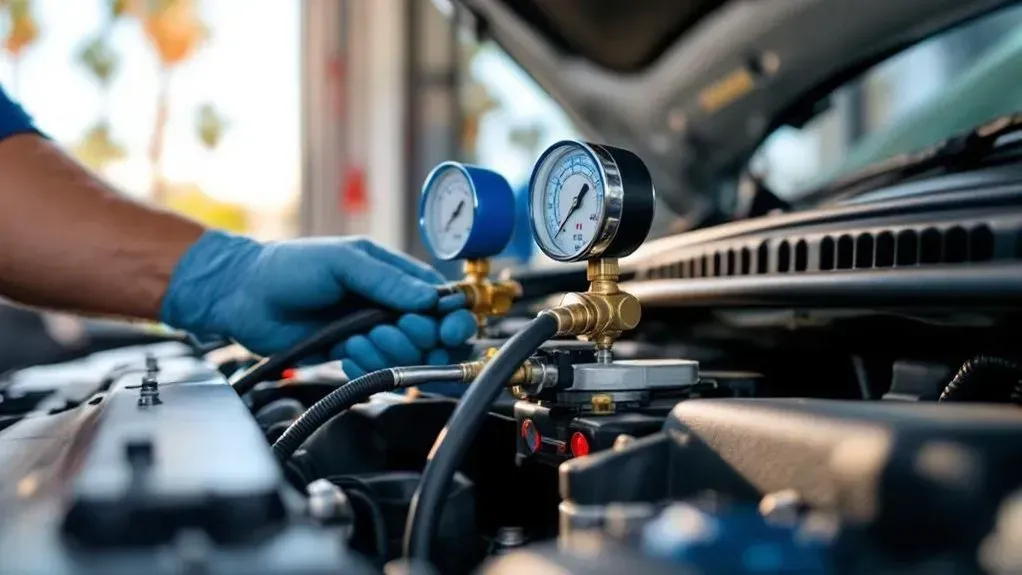 Technician adjusting knobs to test air conditioning unit of vehicle (AI-Generated) | Euro Auto Tech & Smog
