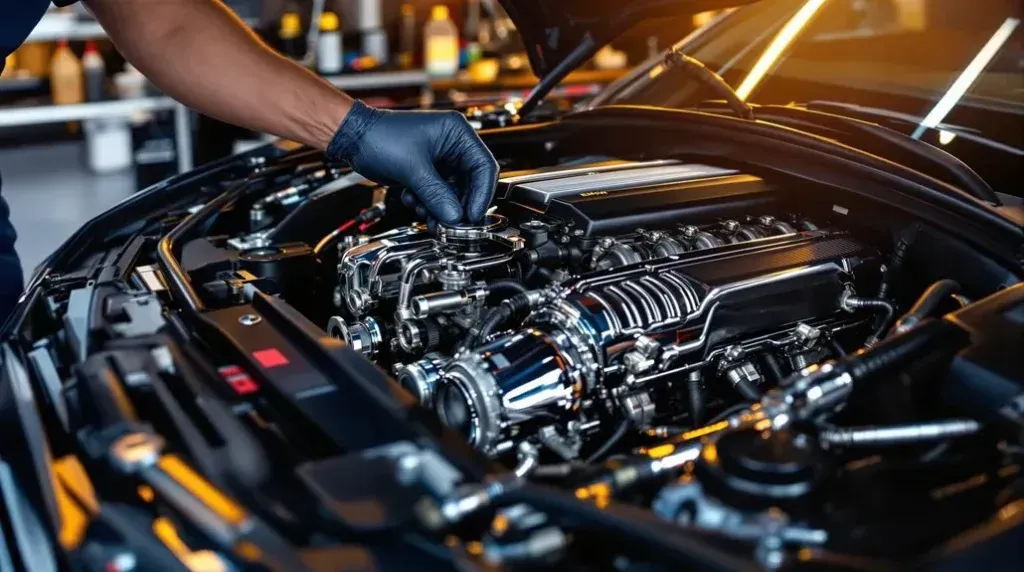 Technician adjusting knob on engine of vehicle (AI-Generated) | Euro Auto Tech & Smog