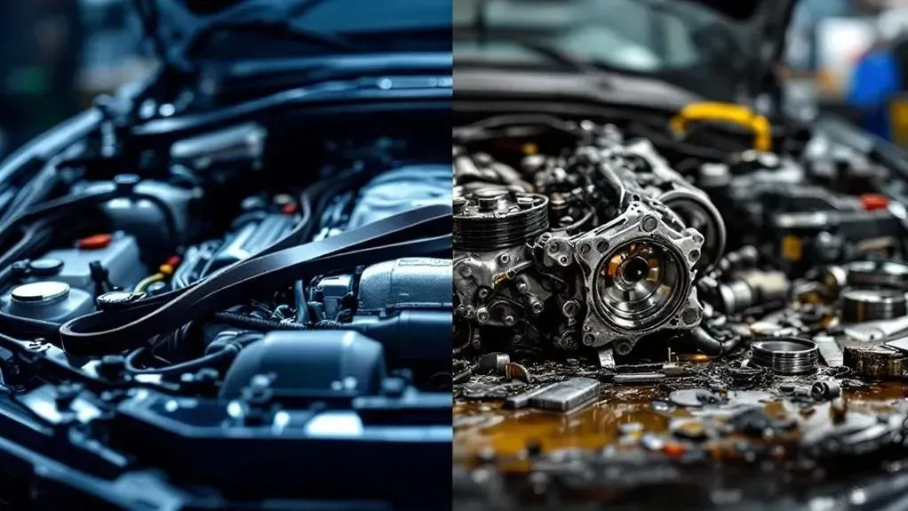 Comparison of good and bad engine car, split left and right side (AI-Generated) | Euro Auto Tech & Smog