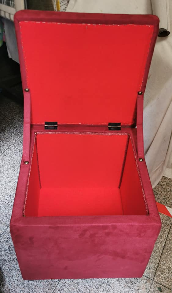 rifasciatura pouf rosso