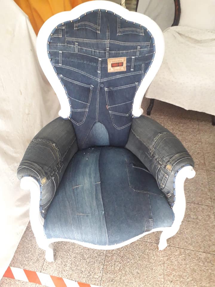 rifasciatura poltrona jeans