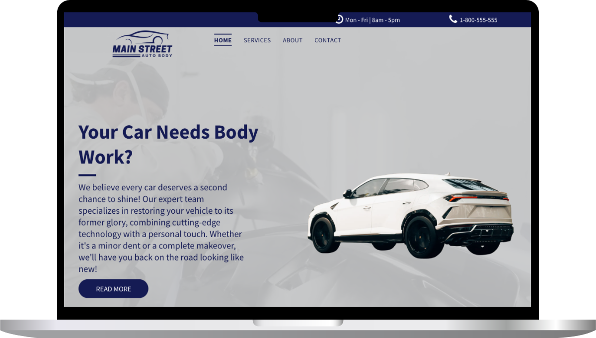 A laptop is open to a website that says your car needs body work.