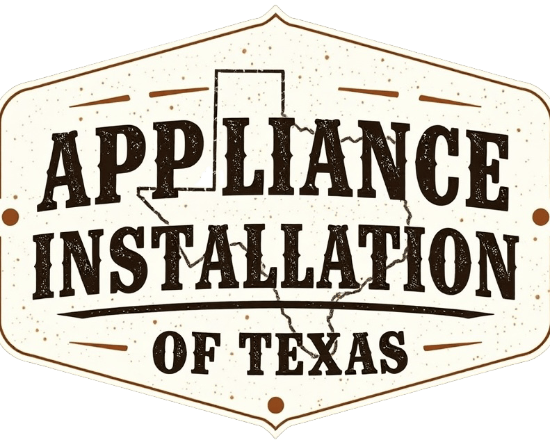 Logo for Appliance Installation of Texas, brown and tan with a map outline of Texas.