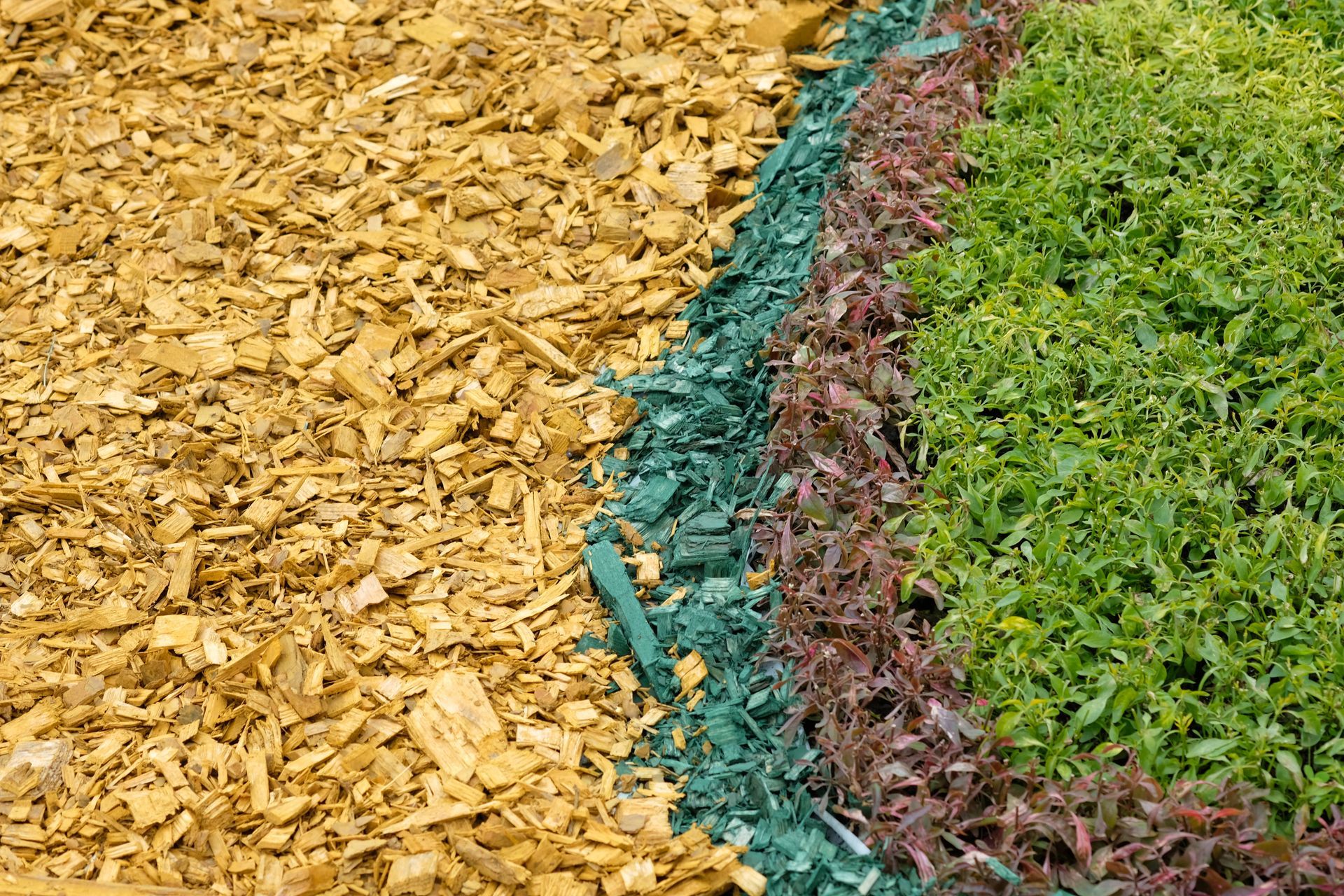 A close up of a pile of mulch next to a pile of plants.