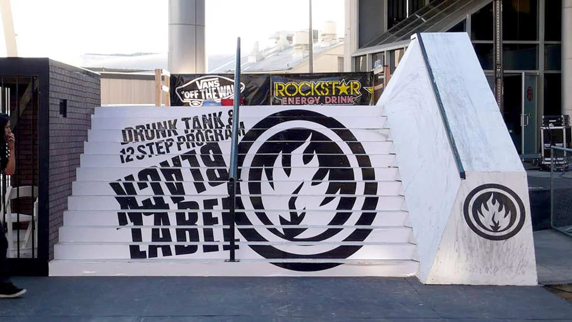 Stairs painted white with a black 