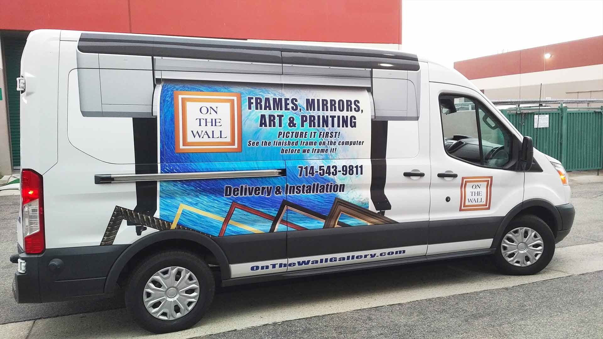 A white delivery van featuring the 