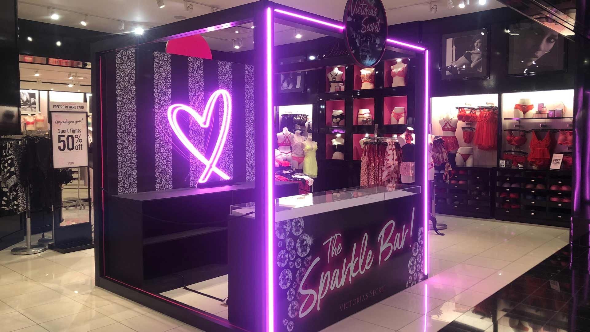 A black retail kiosk titled 