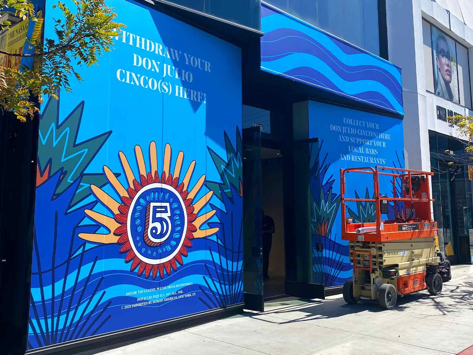 Window Graphics for NVE Experience Agency and Don Julio 44 professional vinyl installers