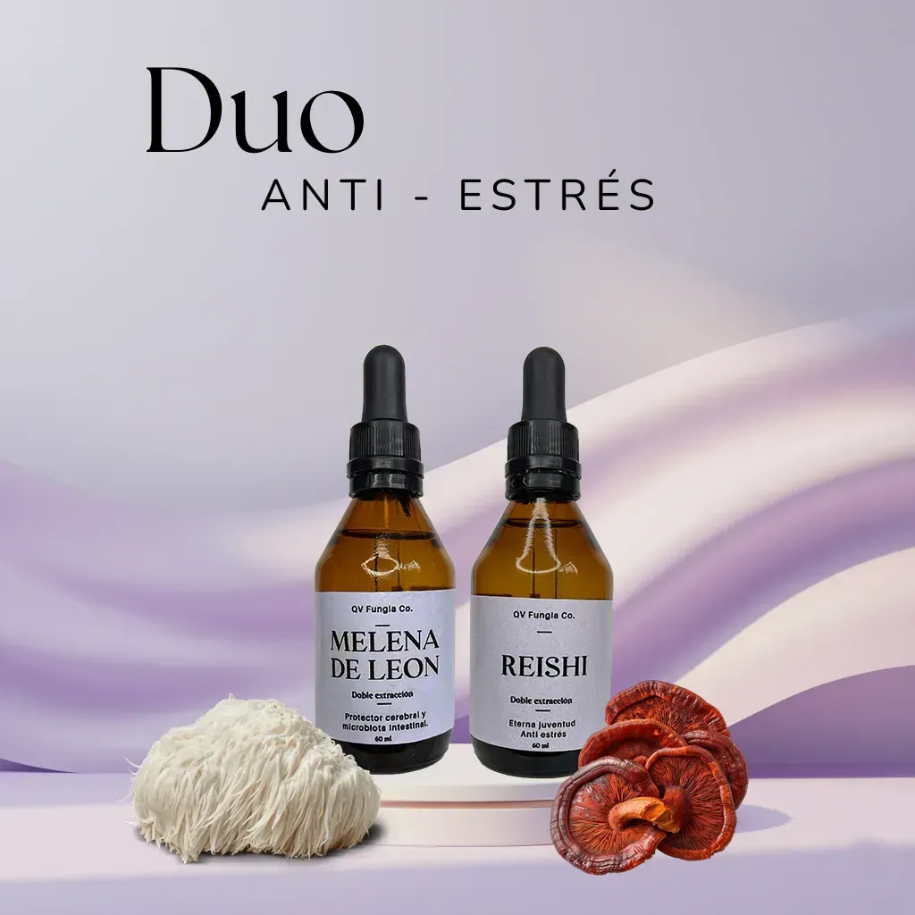 Dos botellas de líquido, Melena de León y Reishi