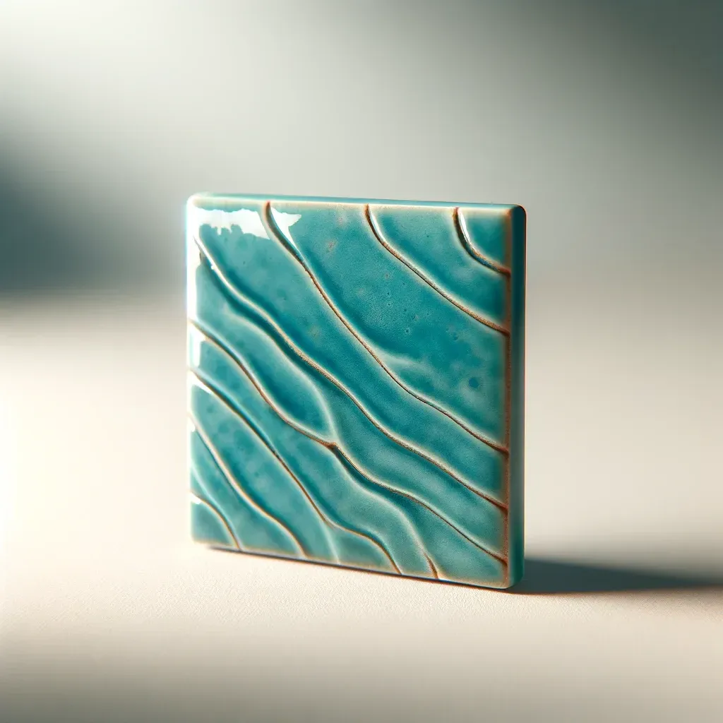 A Zellige tile in turquoise blue