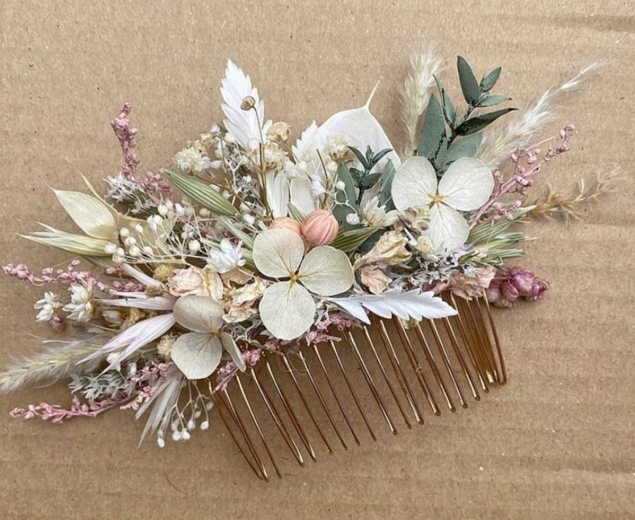 fermacapelli con fiori e foglie