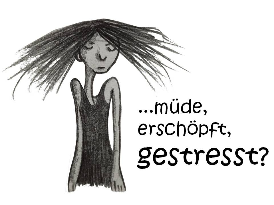 Eine Schwarzweißzeichnung einer Frau mit langen Haaren.