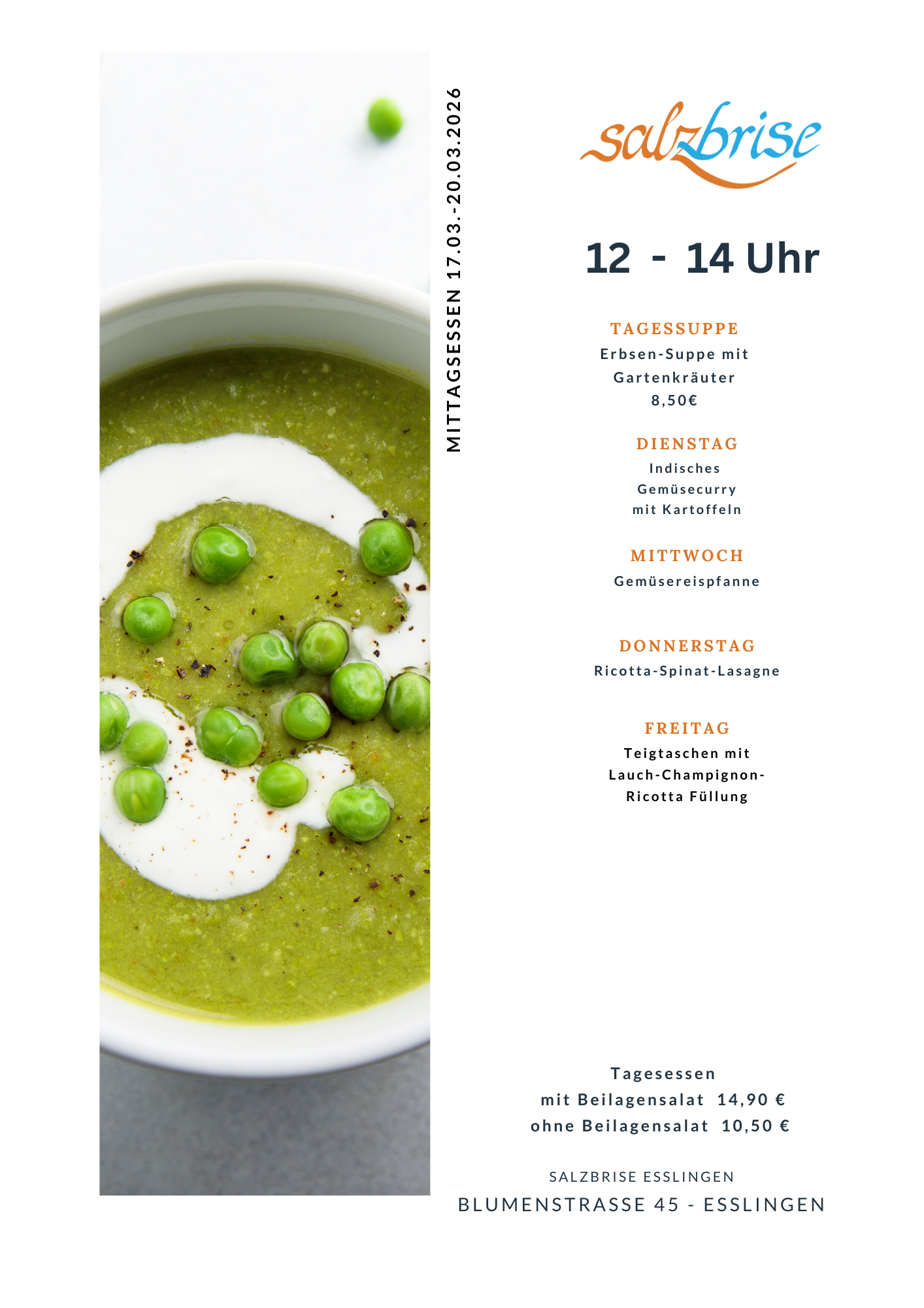 Eine Speisekarte mit einem Bild von Makkaroni und Käse und einem Bild einer Pizza.