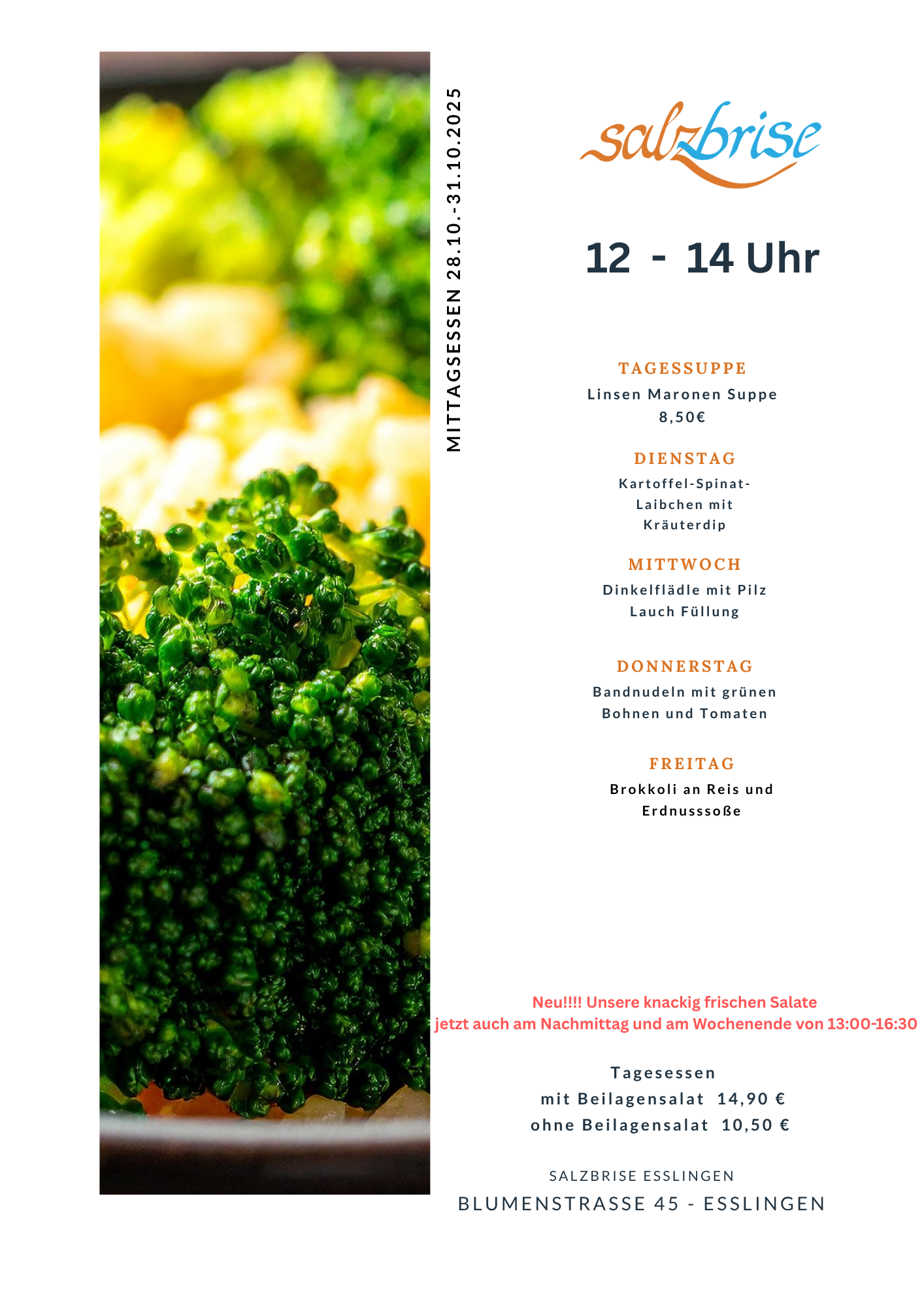 Eine Speisekarte mit einem Bild von Makkaroni und Käse und einem Bild einer Pizza.