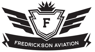 A black and white logo for fredrickson aviation