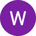 The letter w is in a purple circle on a white background.