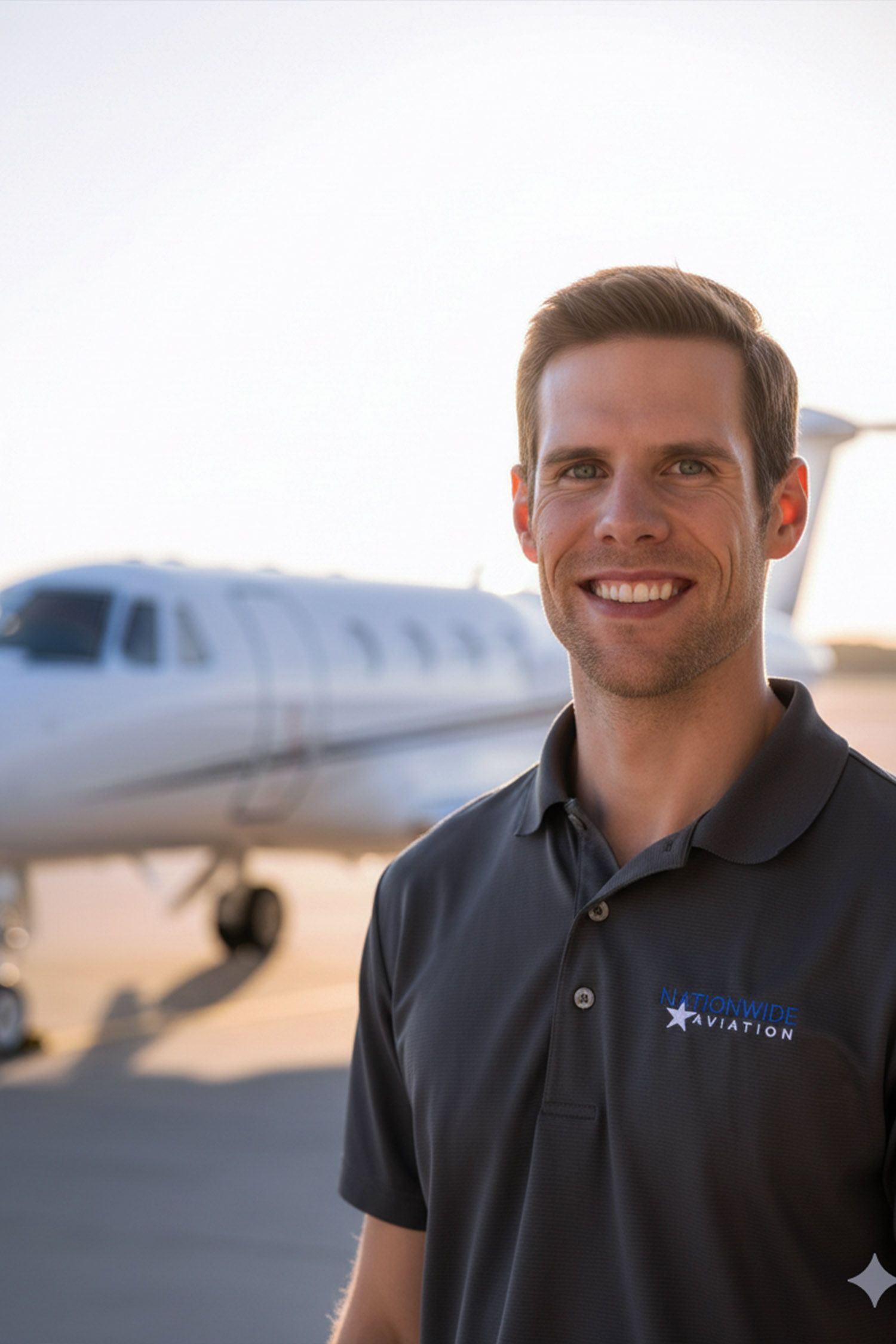 Person standing beside aircraft during multi-engine training session.