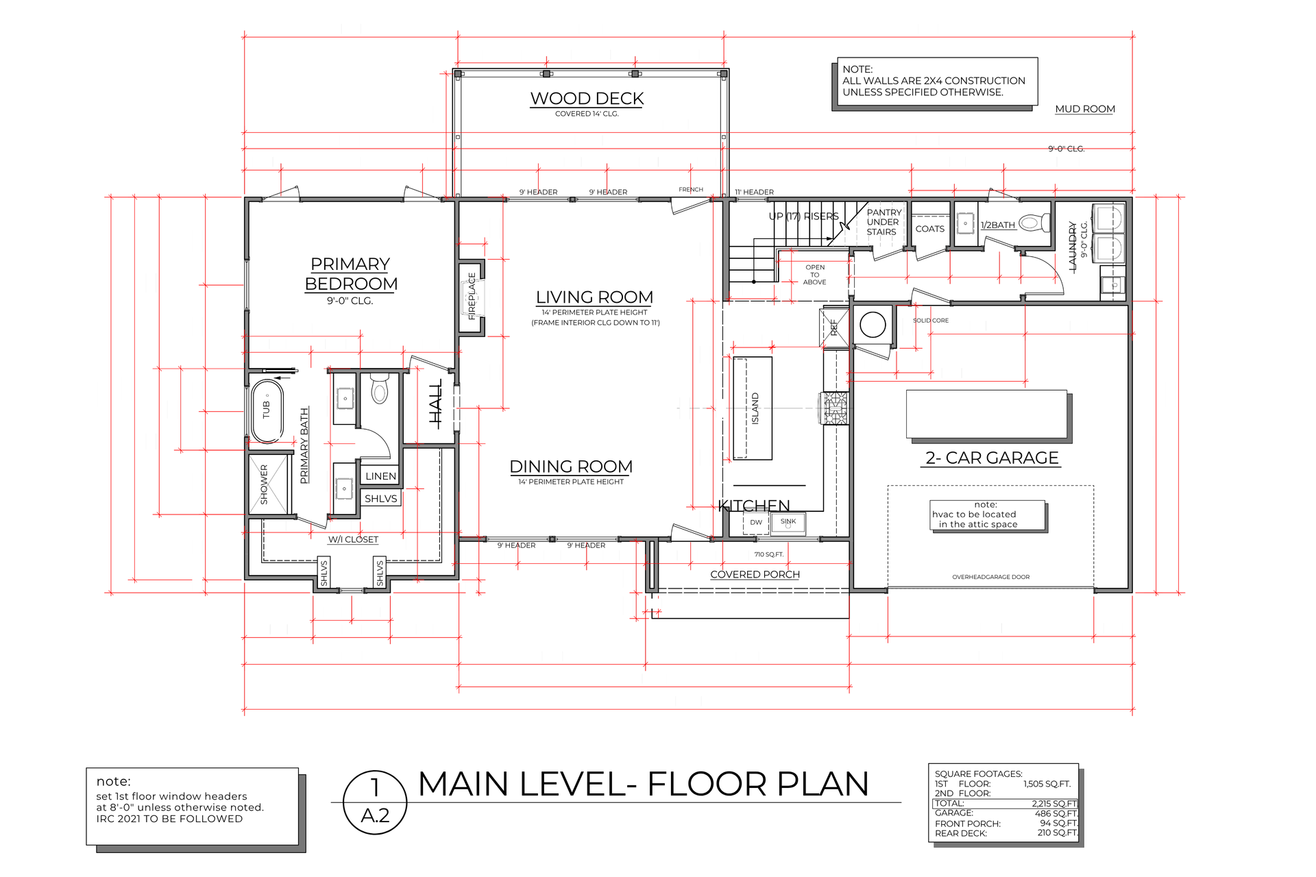 Floor plan of a house, labeled