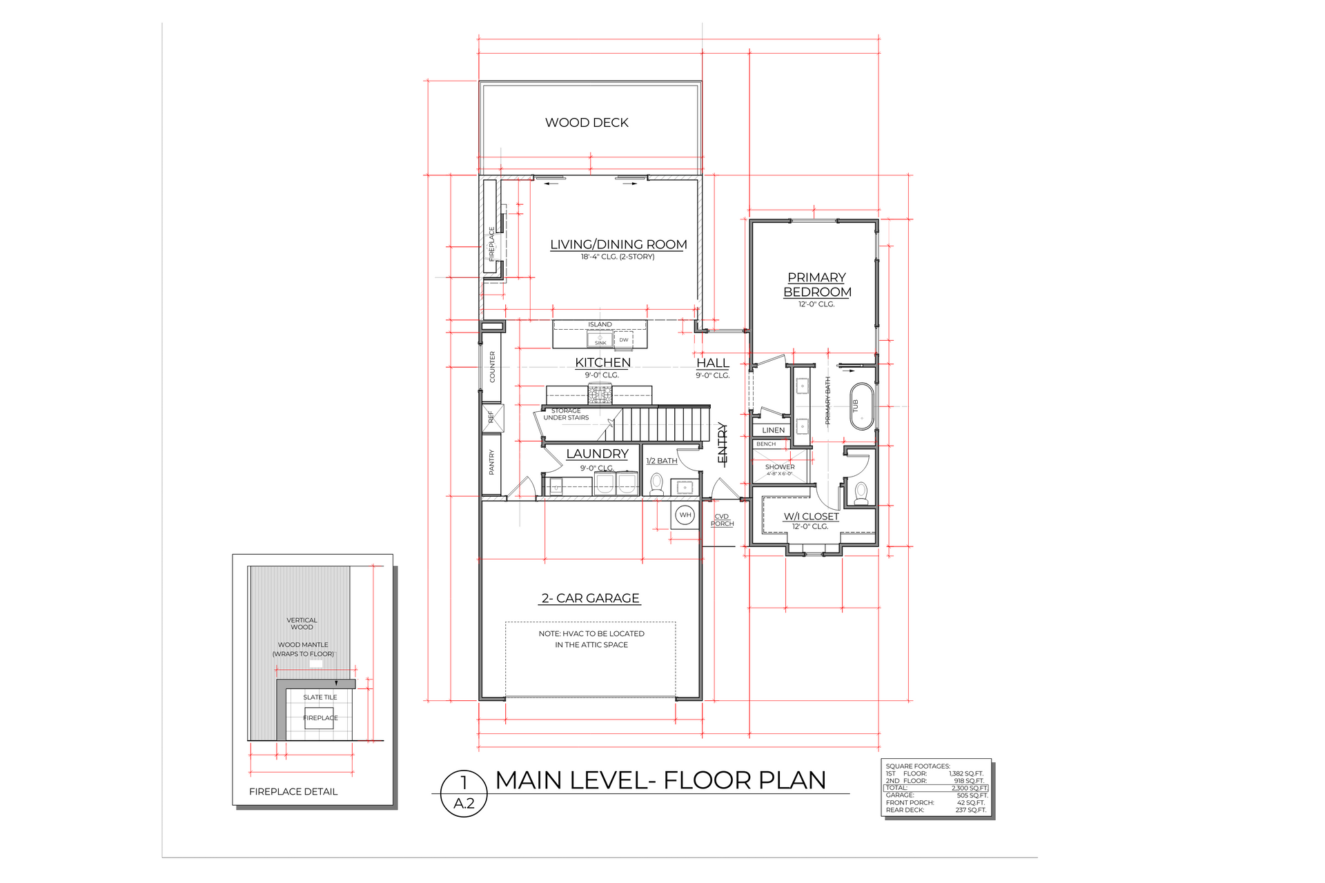 Floor plan of a house with a garage, kitchen, living room, and bedrooms on the main level.