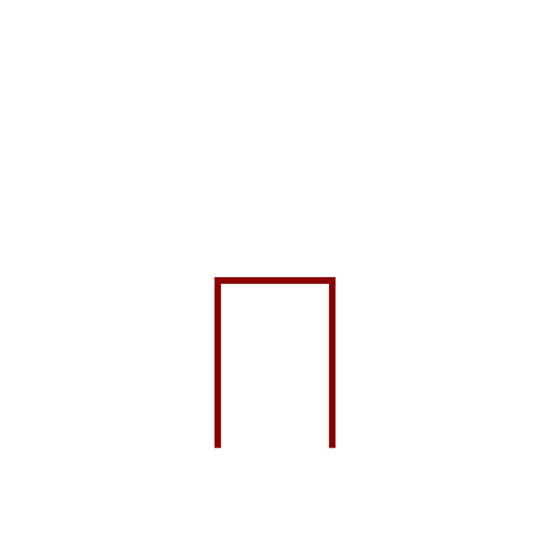 Red, squared-off U-shaped line against a white background.