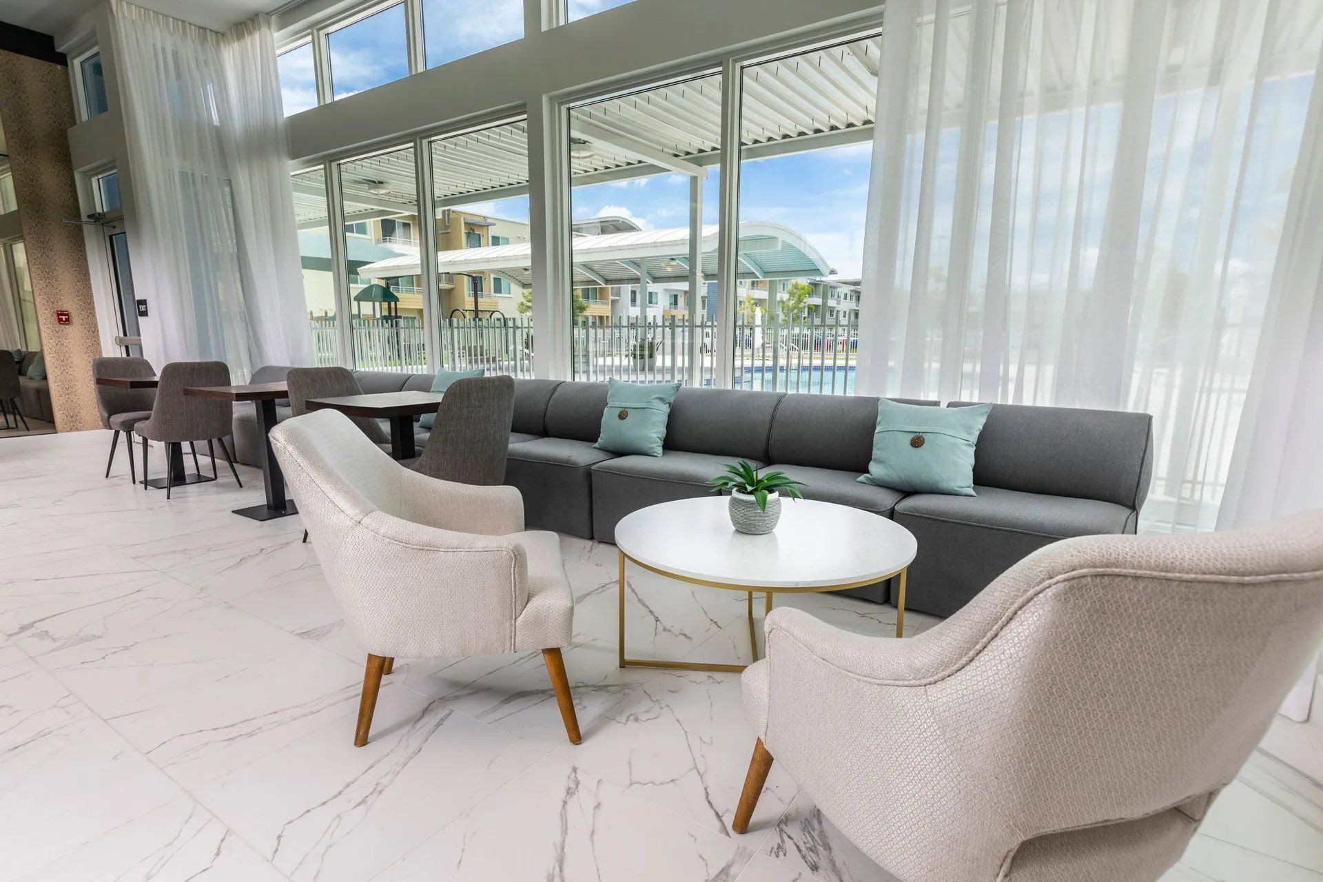 Resident seating area at Sophia Square Apartments in Homestead, FL.