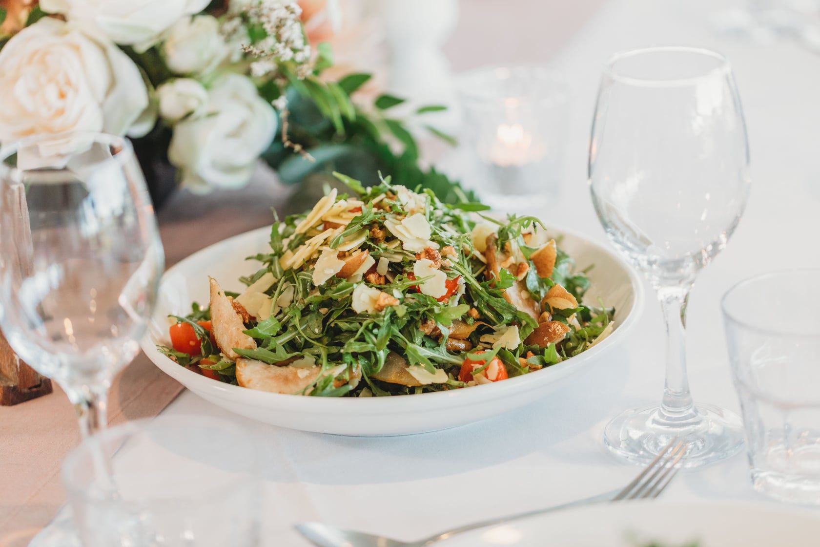 Salad with Rose Decoration in the Background - Family-Friendly Restaurant in Port Stephens